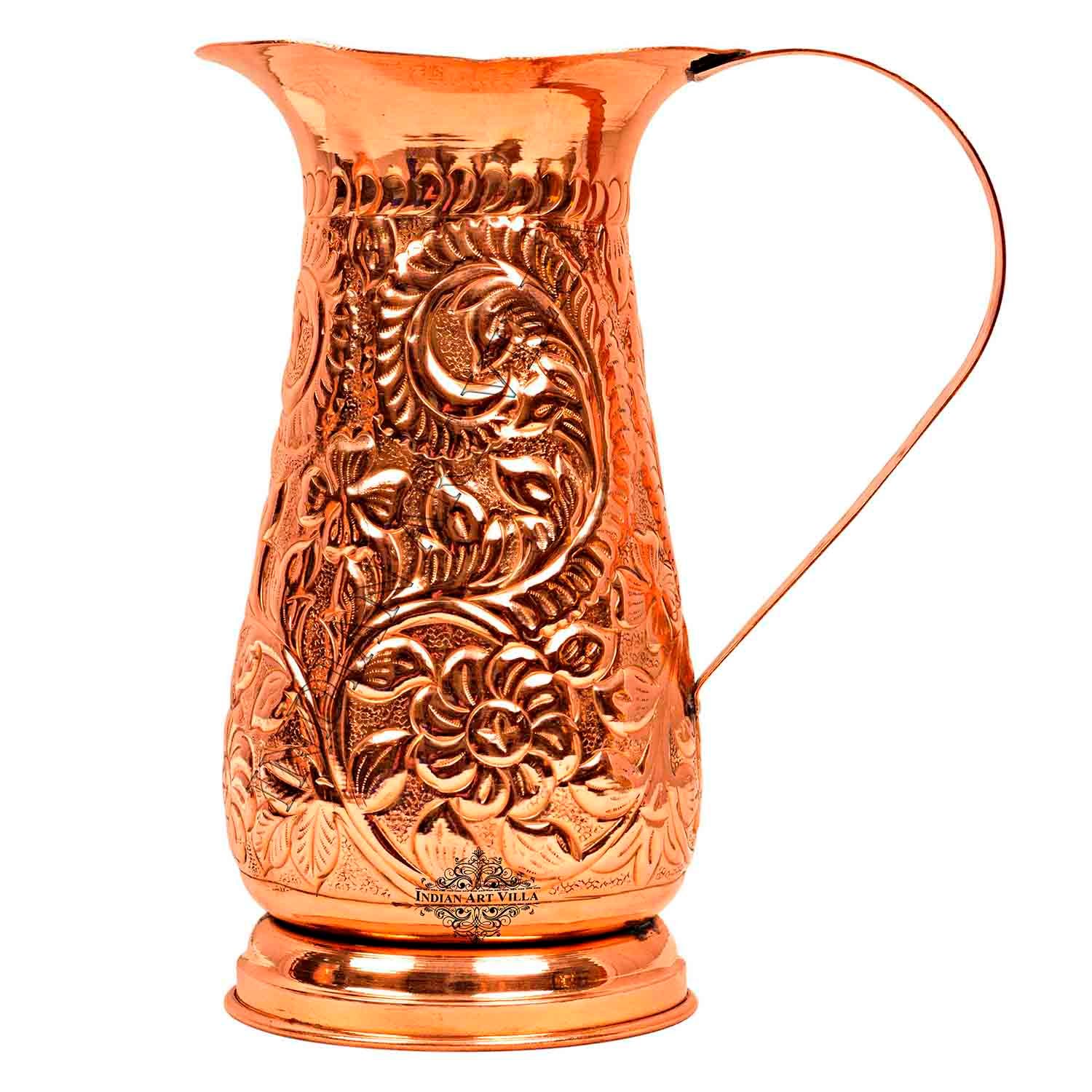 Pure copper jug, royal designer, storage drinking water pitcher, 1300 ML